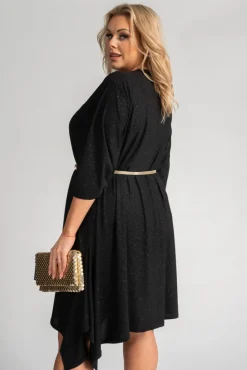Polski Czarna Sukienka asymetryczna ASTI