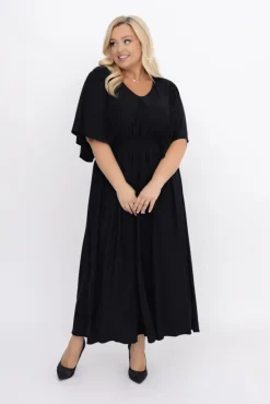 Polski Czarna Sukienka brokatowa z marszczeniem SILVINO