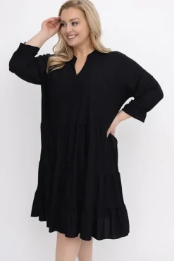 Polski Czarna Sukienka brokatowa KLENI