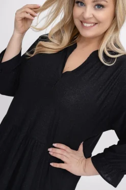 Polski Czarna Sukienka brokatowa KLENI