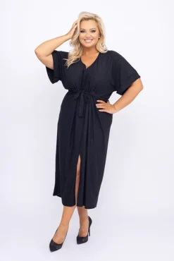 Polski Czarna Sukienka brokatowa MONSORI