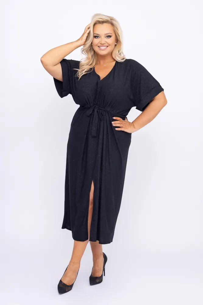 Polski Czarna Sukienka brokatowa MONSORI