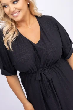 Polski Czarna Sukienka brokatowa MONSORI