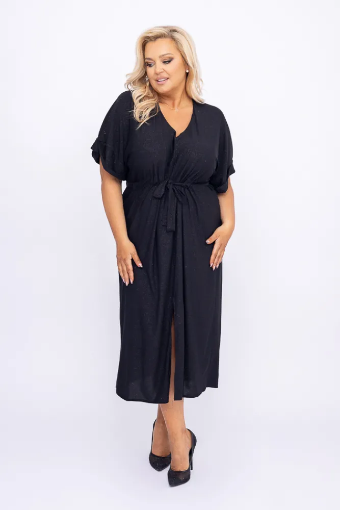 Polski Czarna Sukienka brokatowa MONSORI