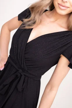 Polski Czarna Sukienka brokatowa GENVELI