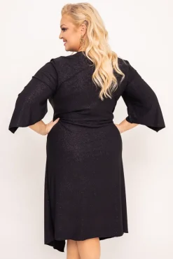 Polski Czarna Sukienka brokatowa KENZI