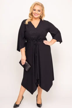 Polski Czarna Sukienka brokatowa KENZI