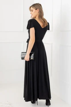 Polski Czarna Sukienka brokatowa HESIO