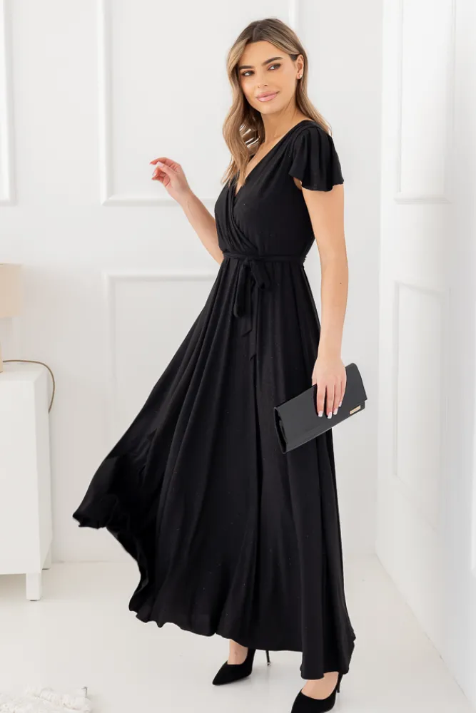 Polski Czarna Sukienka brokatowa HESIO