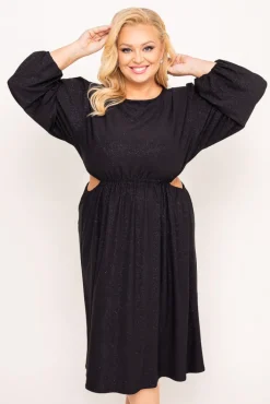 Polski Czarna Sukienka brokatowa ELEKTI