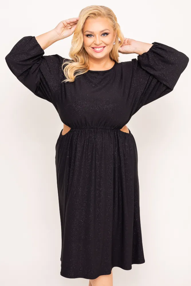 Polski Czarna Sukienka brokatowa ELEKTI