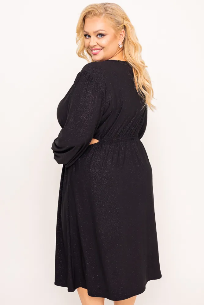 Polski Czarna Sukienka brokatowa ELEKTI