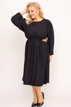 Polski Czarna Sukienka brokatowa ELEKTI