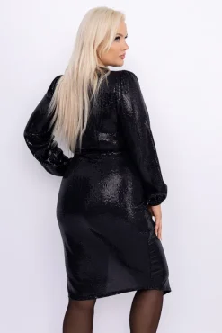 Włoski Czarna Sukienka błyszcząca KESSI