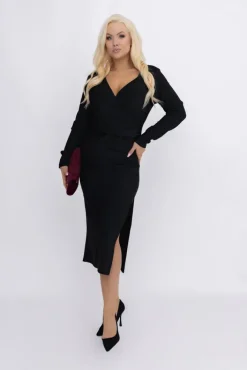 Włoski Czarna Sukienka błyszcząca RAVIA