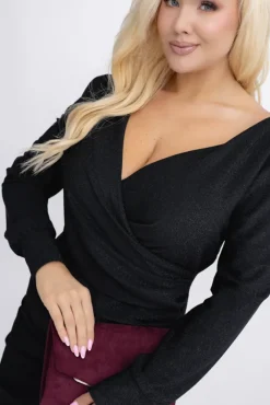 Włoski Czarna Sukienka błyszcząca RAVIA