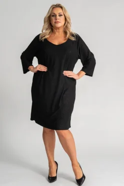 Polski Czarna Sukienka błyszcząca KOLIO Wzór 2
