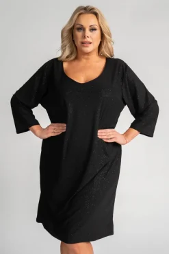 Polski Czarna Sukienka błyszcząca KOLIO Wzór 2