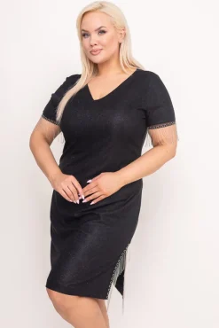 Polski Czarna Sukienka błyszcząca KERSENO