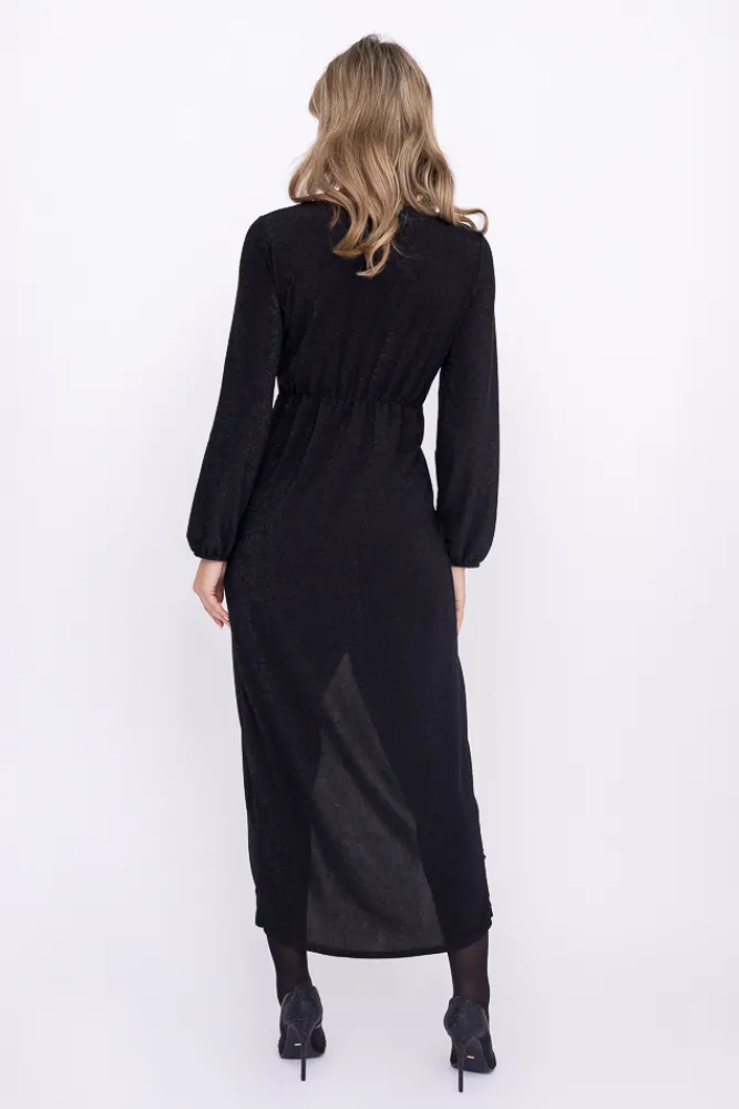 Włoski Czarna Sukienka błyszcząca QUANTIAMO