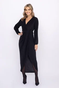 Włoski Czarna Sukienka błyszcząca QUANTIAMO