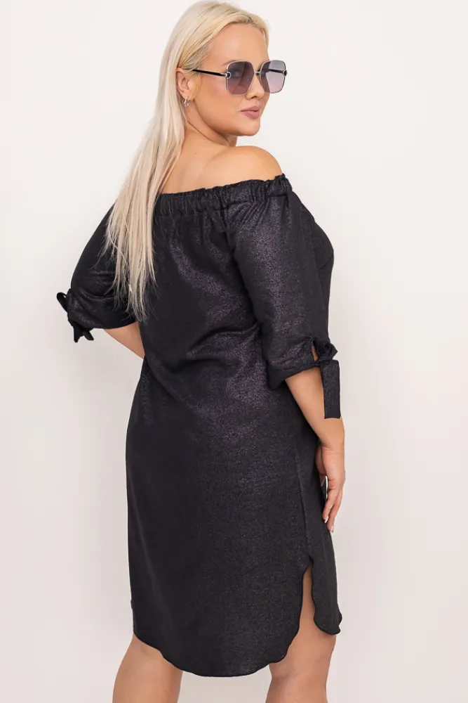 Polski Czarna Sukienka błyszcząca VALENCIA