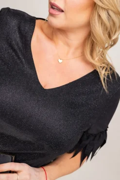 Polski Czarna Sukienka błyszcząca INFLUENCER