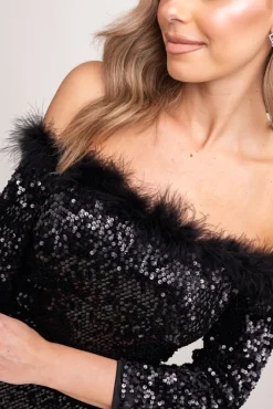 Polski Czarna Sukienka cekinowa ALARIS