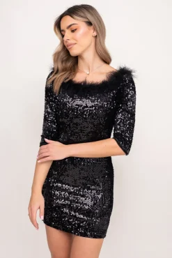 Polski Czarna Sukienka cekinowa ALARIS