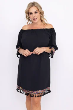 Polski Czarna Sukienka FEREZO Wzór 1