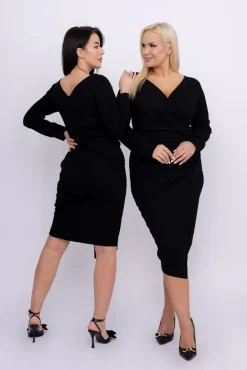 Włoski Czarna Sukienka kopertowa NEPIA