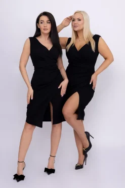 Włoski Czarna Sukienka kopertowa KENTI