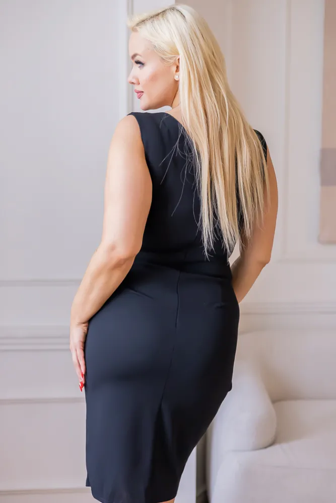 Włoski Czarna Sukienka kopertowa KENTI