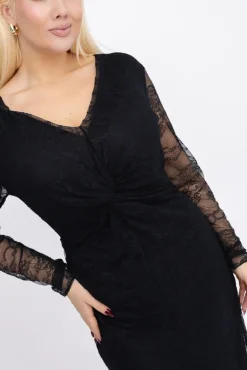Włoski Czarna Sukienka koronkowa SOMINO