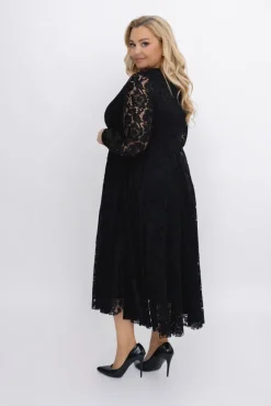 Włoski Czarna Sukienka koronkowa VERIENA