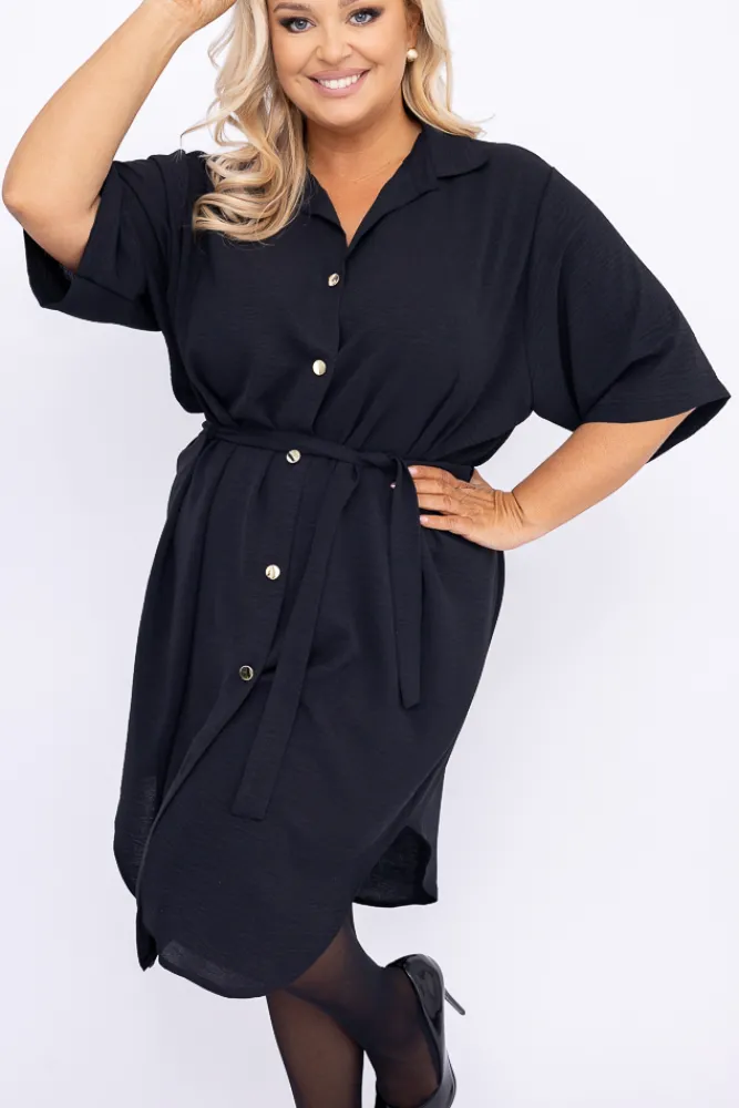 Polski Czarna Sukienka koszulowa MERTINA