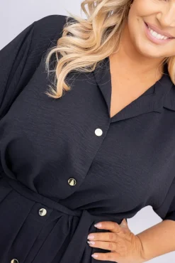 Polski Czarna Sukienka koszulowa MERTINA