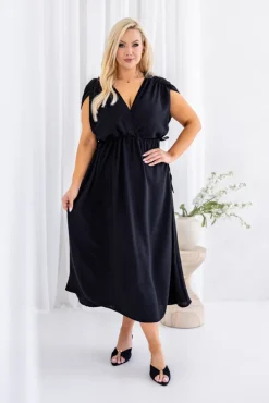 Włoski Czarna Sukienka LASTIA