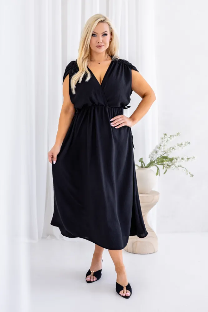 Włoski Czarna Sukienka LASTIA