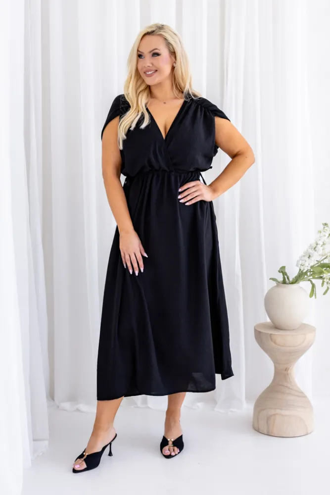 Włoski Czarna Sukienka LASTIA