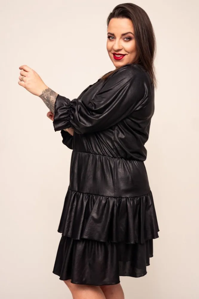 Polski Czarna Sukienka LORESIA Plus Size