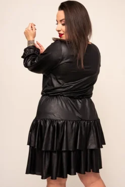 Polski Czarna Sukienka LORESIA Plus Size