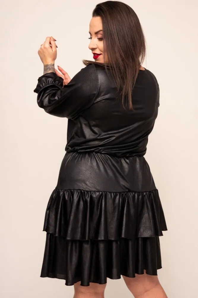 Polski Czarna Sukienka LORESIA Plus Size