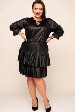 Polski Czarna Sukienka LORESIA Plus Size