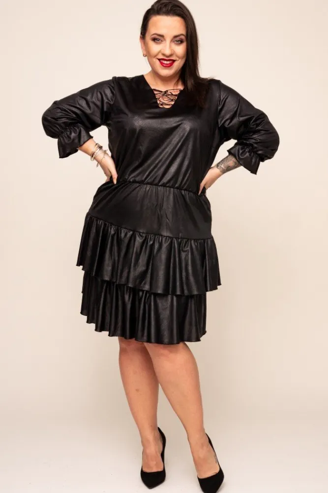 Polski Czarna Sukienka LORESIA Plus Size