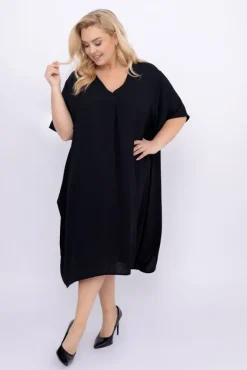 Włoski Czarna Sukienka LUGINERO