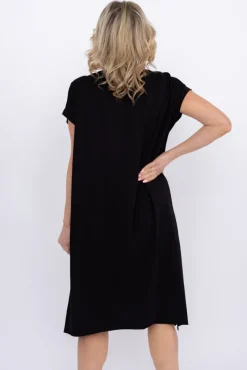 Włoski Czarna Sukienka LUKRIZO