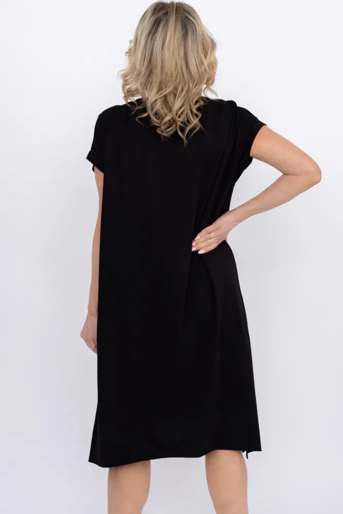 Włoski Czarna Sukienka LUKRIZO