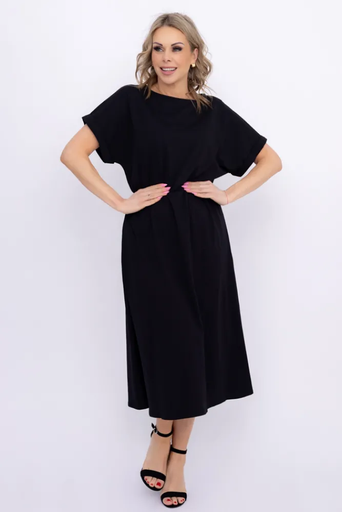 Włoski Czarna Sukienka MARISTA
