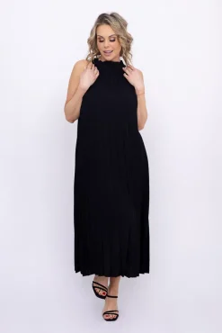 Włoski Czarna Sukienka plisowana JAKARTA